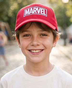 Pine Kids Marvel Cotton Woven Summer Cap With Marvel Print Red - Diameter 16 cm