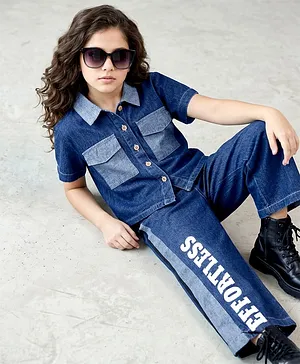 OLLINGTON ST. Denim Co-Ord Set Of
                              Half Sleeves Shirt & Pant Set -
                              Indigo