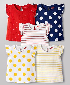Babyhug Cotton Knit T-Shirts with Graphics Half Sleeves Pack of 5 Multi Color 2-3 Years