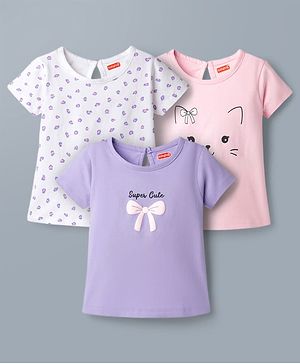 Babyhug Cotton Knit T-Shirts Half Sleeves with Graphics Multi Color 6-9 Months Pack of 3