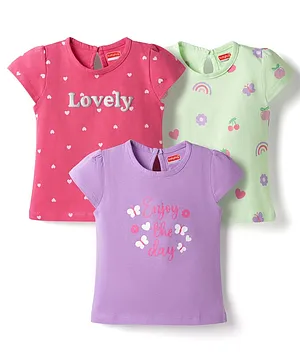 Babyhug Cotton Knit T-Shirts with
                              Graphics Half Sleeves Round Neck Multi
                              Color 6-9 Months Pack of 3