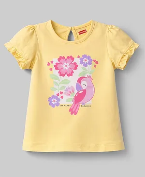 Babyhug
                              Cotton Knit Half Sleeves T-Shirt With
                              Floral & Bird Print - Multicolor