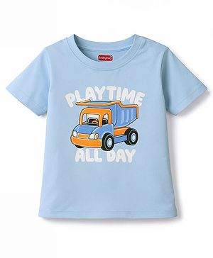 Babyhug Cotton Knit Half Sleeves T-Shirt With Truck & Text Print - Multicolor