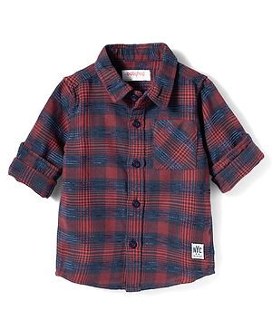 Babyhug Cotton Woven Full Sleeves Checkered Shirt - Red