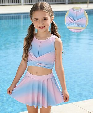 Pine Active Sleeveless Printed Two Piece Swimsuit - Purple