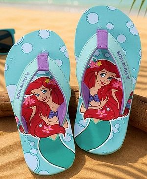 Pine Kids Disney Slip On Flip Flops With Ariel Graphic - Blue & Green
