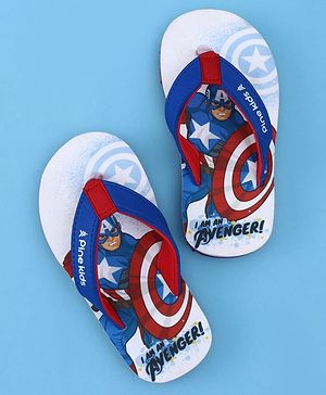 Pine Kids Marvel Slip On Flip Flops with Captain America Print - Blue