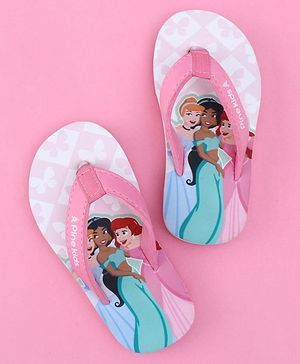 Pine Kids Disney Slip On Flip Flops with Disney Princess Print - Purple