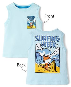 Babyhug Cotton Knit Sleeveless Tee with Front & Back Print Multi Color 3-4 Years