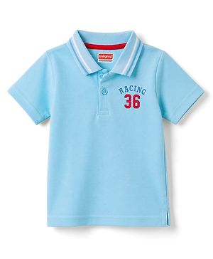 Babyhug 100% Cotton Knit Polo T-Shirt with Graphics Multi Color 6-9 Months