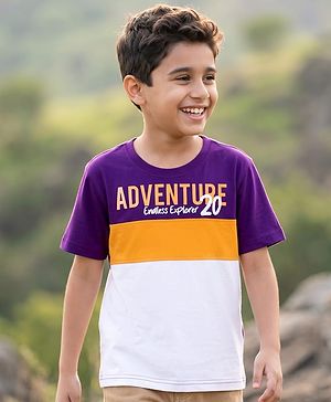 Pine Kids Cotton Knit Half Sleeves Adventure Printed T-Shirt - Multicolour