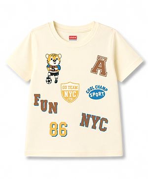 Babyhug Cotton Knit T-Shirt with All Over Print Half Sleeves Multi Color 6-9 Months