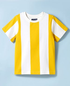Pine Kids Cotton Knit T-Shirts Striped White 4-5 Years