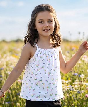Pine Kids Cotton Knit Sleeveless Floral Printed Top - Multicolour