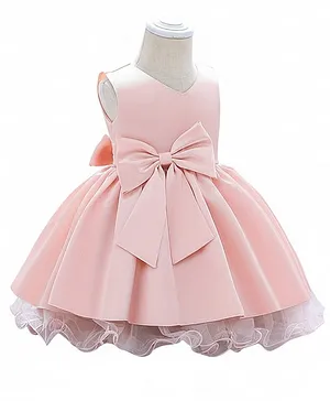 The Kids Club Cotton Blend Woven
                              Sleeveless Bow Applique Detailed Dress -
                              Pink