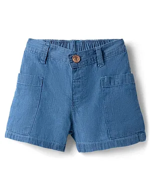 Babyhug Mid
                              Thigh Length Solid Color Denim Shorts -
                              Blue