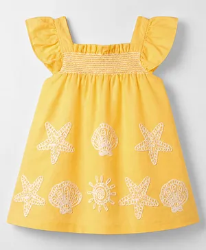 Little Kangaroos Cotton Woven One
                                  Piece Dresses/Frocks Half Sleeves
                                  Mustard 3-4 Years