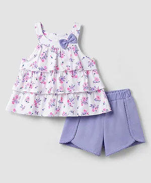 Babyhug Single Jersey Knit Sleeveless
                              Top & Shorts Set With Floral Print -
                              Multicolor