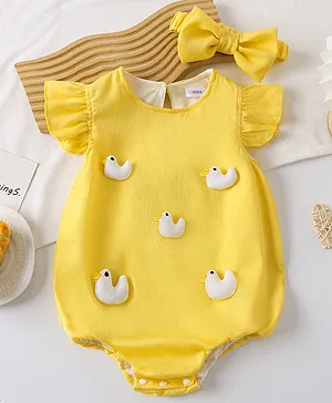 Mark & Mia Sleeveless Onesie with
                              Duck Applique - Yellow