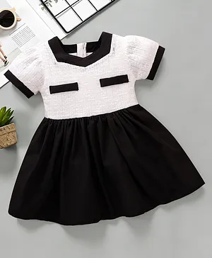 Mark & Mia Half Sleeves Solid
                              Party Frock - White