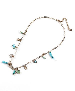Pine Kids Metal Kids Necklace With Love Charm & Beads - Sky Blue