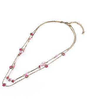Pine Kids Metal Necklace For Kids With Beads & Charms - Pink