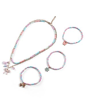 Babyhug Metal Necklace & Bracelet Jewellery Combo With Beads & Charms - Multicolor