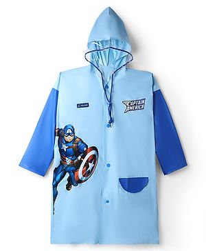 Pine Kids Marvel Full Sleeves Raincoat With Captain America Graphic - Blue