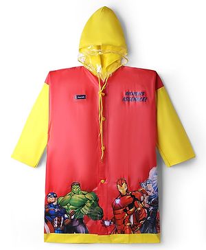 Pine Kids Marvel Full Sleeves Raincoat With Avengers Graphic - Red