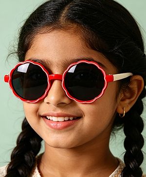 Pine Kids Solid Colour Round Sunglasses- Red