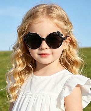 Babyhug Solid Coloured Sunglasses With Bow Applique -Black