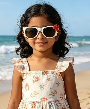 Babyhug Solid Coloured Sunglasses With Bow Design - Beige