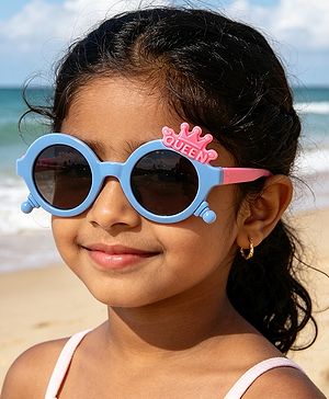 Babyhug Solid Coloured Sunglasses With Crown Applique - Blue