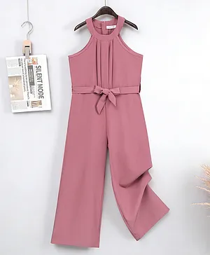 Mark & Mia Sleeveless Solid Color
                              Jumpsuit with Belt - Pink