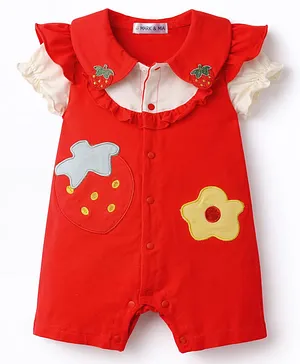 Mark & Mia Cotton Frill Sleeves
                              Romper with Patch & Frill Detailing -
                              Red