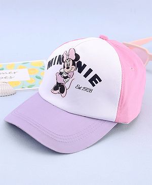 Babyhug Disney 100% Cotton Woven Summer Cap With Minnie Mouse Graphics Multicolour - Diameter 18.5 cm