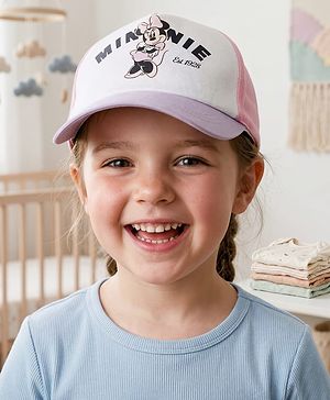 Babyhug Disney 100% Cotton Woven Summer Cap With Minnie Mouse Graphics Multicolour - Diameter 18 cm