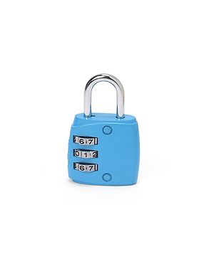 Babyhug Travel Luggage Tag with 3-Digit Combination Lock - Blue| Secure Metal Shackle| Lightweight Travel Lock| Durable Combination Lock for Bags & Suitcases| Compact & Easy to Use