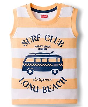 Babyhug Cotton Knit Sleeveless T-Shirt with Graphics Multi Color 6-9 Months