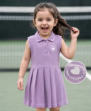 Babyhug Cotton Knit One Piece
                                  Dresses/Frocks Sleeveless Polo Neck
                                  Pleated Lavender 3-4 Years