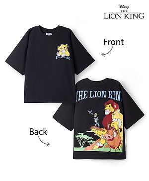 Pine Kids Disney Single Jersey Knit Half Sleeves T-Shirt With Front & Back Lion King Graphics - Black