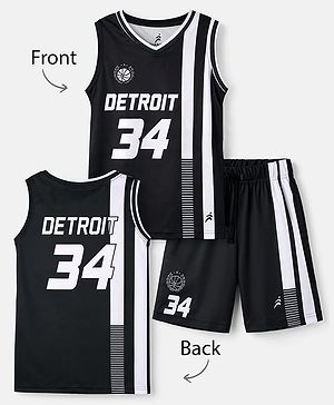 Pine Active Knit Sleeveless Basketball T-Shirt & Shorts Set - Black