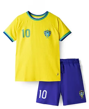 Pine Active Knit Half Sleeves Football
                      T-Shirt & Shorts Set - Yellow