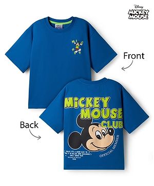 Pine Kids Disney Single Jersey Knit Half Sleeve T-Shirt with Front & Back Mickey Mouse Graphics -  Blue
