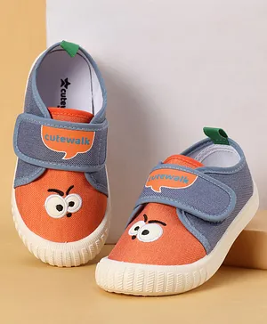 Cute Walk by Babyhug Velcro Closure Casual
                      Shoes with Embroidery Detailing & Text Print -
                      Orange