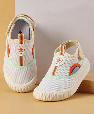 Cute Walk by Babyhug Velcro Closure Casual
                      Shoes with Patch Detailing - White & Yellow