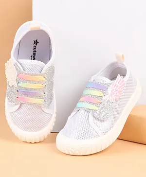 Cute Walk by Babyhug Slip On Casual Shoes
                      with Glitter Print - White