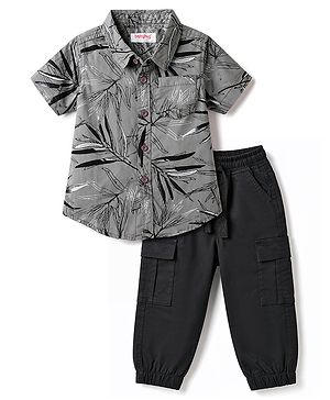 Babyhug Cotton Woven Half Sleeves Tropical Theme Printed Shirt & Pant Set - Multicolor