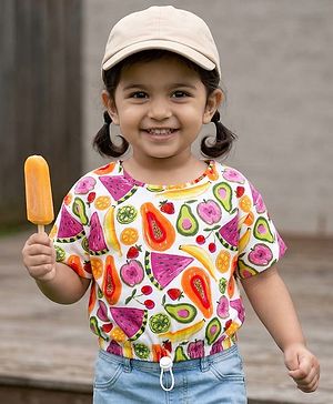 Babyhug 100% Cotton Knit Half Sleeves Tropical Theme Printed Top - Multicolour