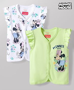 Babyhug Disney Interlock Knit Half Sleeves Frill Jhablas With Minnie Mouse Graphic Print Pack of 2 - Multicolor